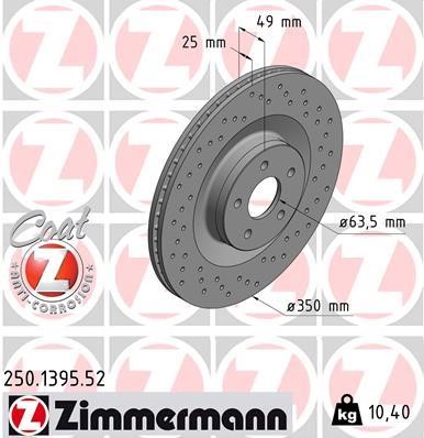 Otto Zimmermann 250.1395.52 Front brake disc ventilated 250139552: Buy near me in Poland at 2407.PL - Good price!