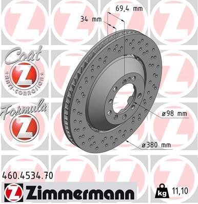 Otto Zimmermann 460.4534.70 Тормозной диск передний левый вентилируемый 460453470: Отличная цена - Купить в Польше на 2407.PL!