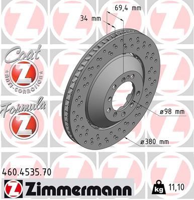 Otto Zimmermann 460.4535.70 Тормозной диск передний правый вентилируемый 460453570: Отличная цена - Купить в Польше на 2407.PL!