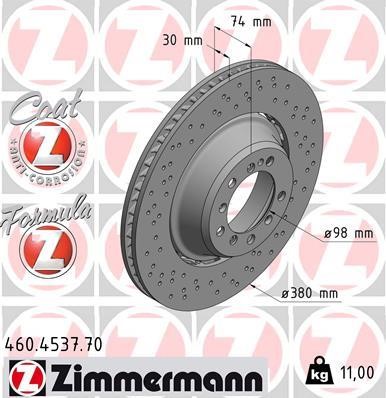 Otto Zimmermann 460.4537.70 Disc brake rear left ventilated 460453770: Buy near me in Poland at 2407.PL - Good price!