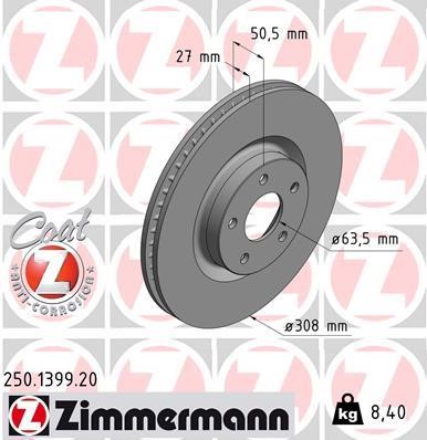 Otto Zimmermann 250.1399.20 Front brake disc ventilated 250139920: Buy near me in Poland at 2407.PL - Good price!