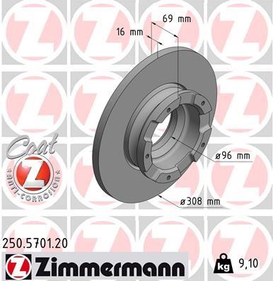 Otto Zimmermann 250.5701.20 Тормозной диск задний невентилируемый 250570120: Отличная цена - Купить в Польше на 2407.PL!