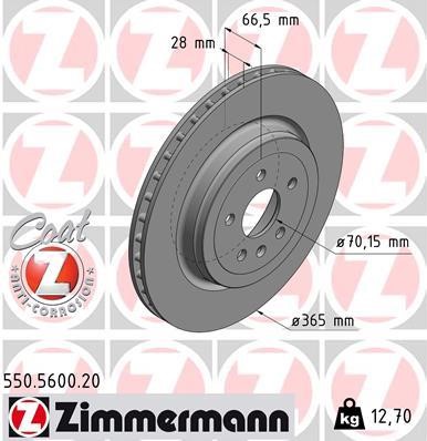 Otto Zimmermann 550.5600.20 Rear ventilated brake disc 550560020: Buy near me in Poland at 2407.PL - Good price!