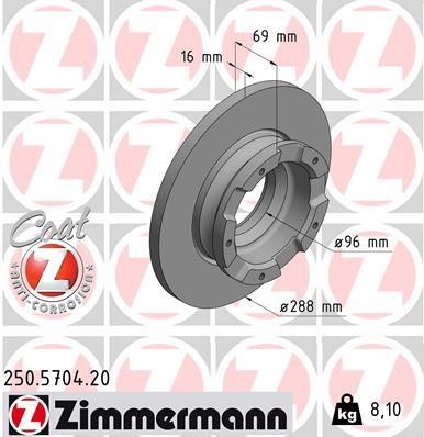 Otto Zimmermann 250.5704.20 Тормозной диск задний невентилируемый 250570420: Отличная цена - Купить в Польше на 2407.PL!
