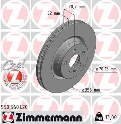 Otto Zimmermann 550.5601.20 Front brake disc ventilated 550560120: Buy near me in Poland at 2407.PL - Good price!