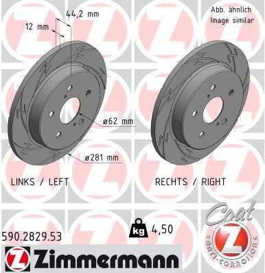 Otto Zimmermann 590.2829.53 Rear brake disc, non-ventilated 590282953: Buy near me in Poland at 2407.PL - Good price!