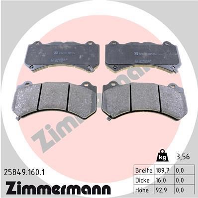 Otto Zimmermann 25849.160.1 Тормозные колодки дисковые, комплект 258491601: Отличная цена - Купить в Польше на 2407.PL!