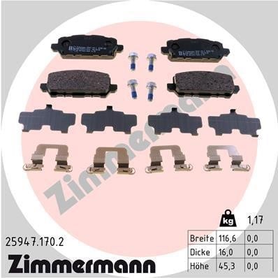Otto Zimmermann 25947.170.2 Гальмівні колодки, комплект 259471702: Приваблива ціна - Купити у Польщі на 2407.PL!