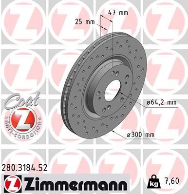 Otto Zimmermann 280.3184.52 Front brake disc ventilated 280318452: Buy near me in Poland at 2407.PL - Good price!