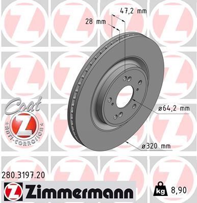 Otto Zimmermann 280.3197.20 Front brake disc ventilated 280319720: Buy near me in Poland at 2407.PL - Good price!