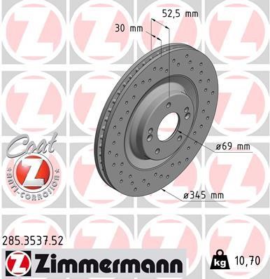 Otto Zimmermann 285.3537.52 Тормозной диск передний вентилируемый 285353752: Отличная цена - Купить в Польше на 2407.PL!
