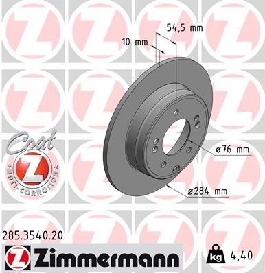 Otto Zimmermann 285.3540.20 Rear brake disc, non-ventilated 285354020: Buy near me in Poland at 2407.PL - Good price!