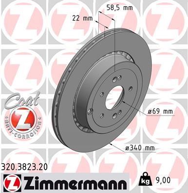 Otto Zimmermann 320.3823.20 Rear ventilated brake disc 320382320: Buy near me in Poland at 2407.PL - Good price!