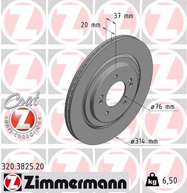 Otto Zimmermann 320.3825.20 Rear ventilated brake disc 320382520: Buy near me in Poland at 2407.PL - Good price!