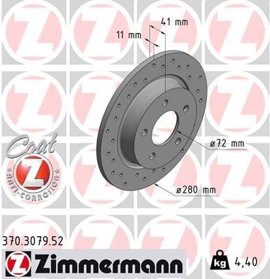 Otto Zimmermann 370.3079.52 Тормозной диск задний невентилируемый 370307952: Отличная цена - Купить в Польше на 2407.PL!