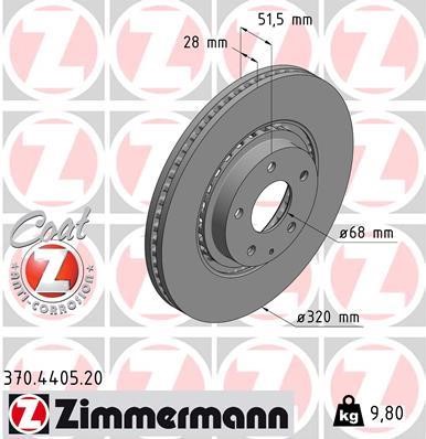 Otto Zimmermann 370.4405.20 Brake disc 370440520: Buy near me in Poland at 2407.PL - Good price!