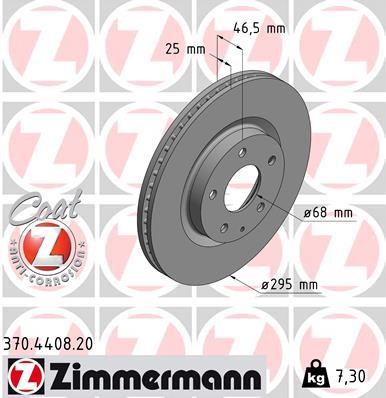 Otto Zimmermann 370.4408.20 Front brake disc ventilated 370440820: Buy near me in Poland at 2407.PL - Good price!