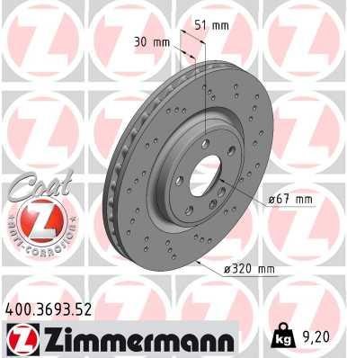 Otto Zimmermann 400.3693.52 Brake disc 400369352: Buy near me in Poland at 2407.PL - Good price!