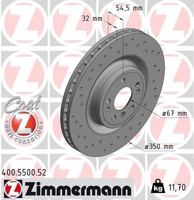 Otto Zimmermann 400.5500.52 Front brake disc ventilated 400550052: Buy near me in Poland at 2407.PL - Good price!