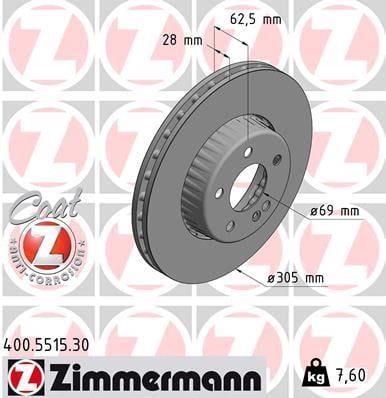 Otto Zimmermann 400.5515.30 Wentylowana przednia tarcza hamulcowa 400551530: Dobra cena w Polsce na 2407.PL - Kup Teraz!