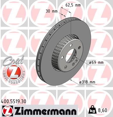Otto Zimmermann 400.5519.30 Тормозной диск передний вентилируемый 400551930: Отличная цена - Купить в Польше на 2407.PL!