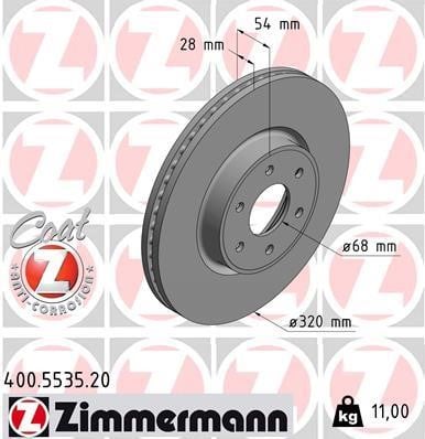 Otto Zimmermann 400.5535.20 Тормозной диск передний вентилируемый 400553520: Отличная цена - Купить в Польше на 2407.PL!