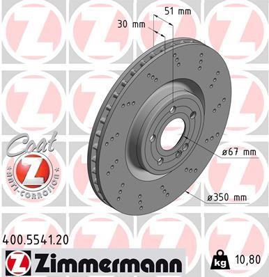Otto Zimmermann 400.5541.20 Тормозной диск передний вентилируемый 400554120: Отличная цена - Купить в Польше на 2407.PL!
