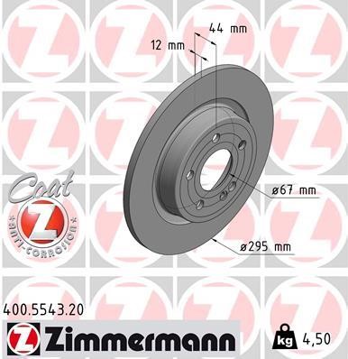 Otto Zimmermann 400.5543.20 Rear brake disc, non-ventilated 400554320: Buy near me in Poland at 2407.PL - Good price!