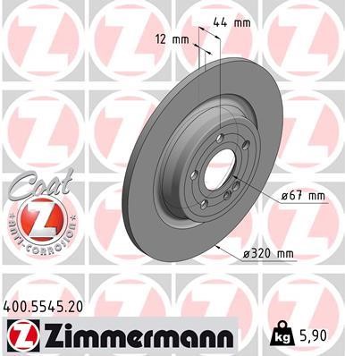Otto Zimmermann 400.5545.20 Rear brake disc, non-ventilated 400554520: Buy near me in Poland at 2407.PL - Good price!