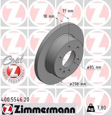 Otto Zimmermann 400.5546.20 Rear brake disc, non-ventilated 400554620: Buy near me in Poland at 2407.PL - Good price!