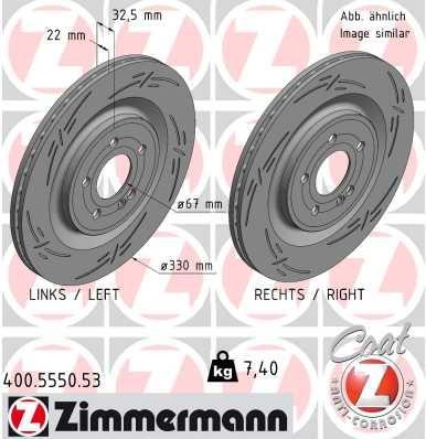 Otto Zimmermann 400.5550.53 Rear ventilated brake disc 400555053: Buy near me in Poland at 2407.PL - Good price!