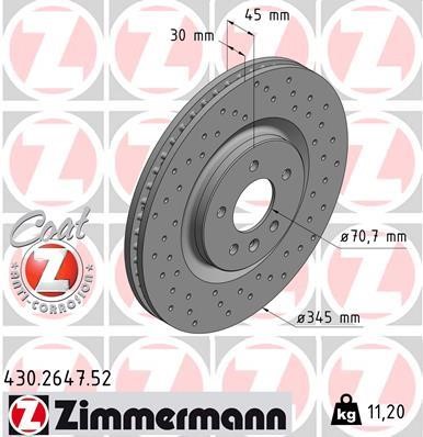 Otto Zimmermann 430.2647.52 Тормозной диск передний вентилируемый 430264752: Отличная цена - Купить в Польше на 2407.PL!