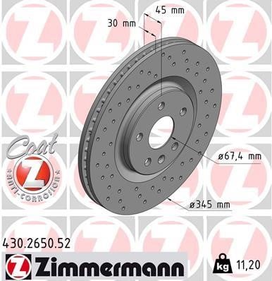 Otto Zimmermann 430.2650.52 Тормозной диск передний вентилируемый 430265052: Отличная цена - Купить в Польше на 2407.PL!