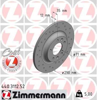 Otto Zimmermann 440.3112.52 Rear brake disc, non-ventilated 440311252: Buy near me in Poland at 2407.PL - Good price!