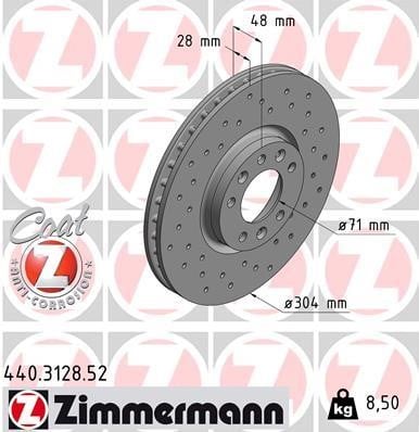Otto Zimmermann 440.3128.52 Front brake disc ventilated 440312852: Buy near me in Poland at 2407.PL - Good price!