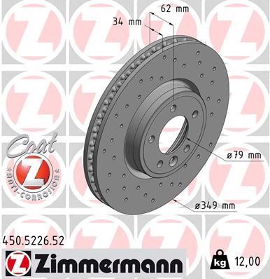 Otto Zimmermann 450.5226.52 Front brake disc ventilated 450522652: Buy near me in Poland at 2407.PL - Good price!