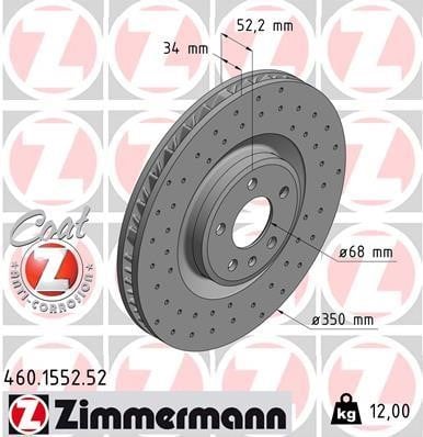 Otto Zimmermann 460.1553.52 Тормозной диск передний правый вентилируемый 460155352: Отличная цена - Купить в Польше на 2407.PL!