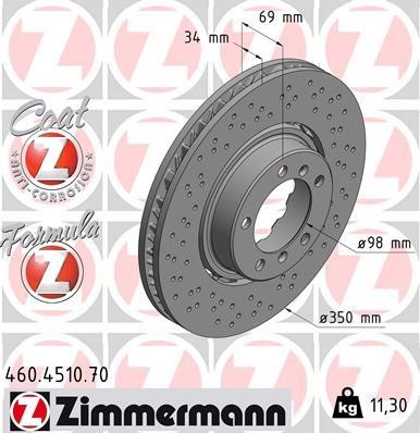Otto Zimmermann 460.4510.70 Ventilated front left brake disc 460451070: Buy near me in Poland at 2407.PL - Good price!