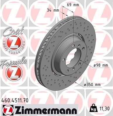 Otto Zimmermann 460.4511.70 Тормозной диск передний правый вентилируемый 460451170: Отличная цена - Купить в Польше на 2407.PL!
