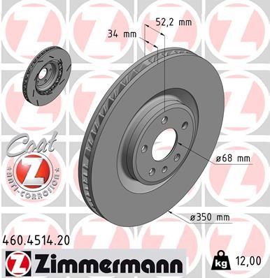 Otto Zimmermann 460.4514.20 Тормозной диск передний левый вентилируемый 460451420: Отличная цена - Купить в Польше на 2407.PL!