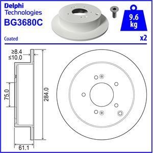 Delphi BG3680C Тормозной диск задний невентилируемый BG3680C: Отличная цена - Купить в Польше на 2407.PL!