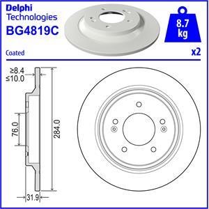 Delphi BG4819C Тормозной диск задний невентилируемый BG4819C: Отличная цена - Купить в Польше на 2407.PL!