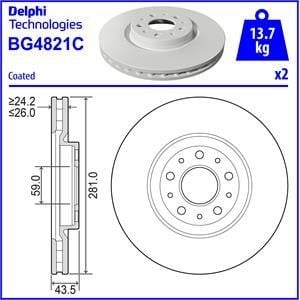Delphi BG4821C Innenbelüftete Bremsscheibe vorne BG4821C: Kaufen Sie zu einem guten Preis in Polen bei 2407.PL!