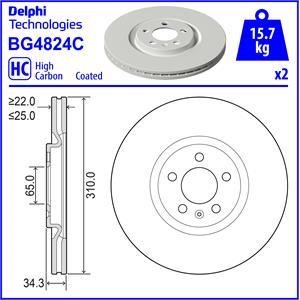 Delphi BG4824C Тормозной диск передний вентилируемый BG4824C: Отличная цена - Купить в Польше на 2407.PL!