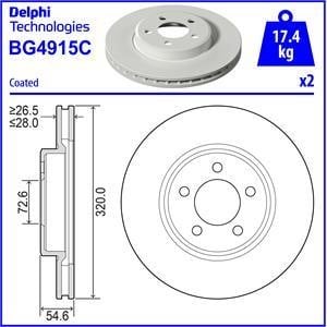 Delphi BG4915C Front brake disc ventilated BG4915C: Buy near me at 2407.PL in Poland at an Affordable price!