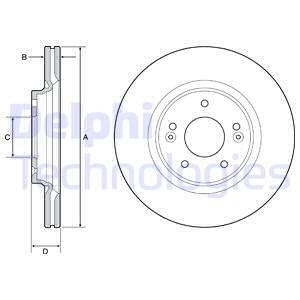 Delphi BG4931C Front brake disc ventilated BG4931C: Buy near me at 2407.PL in Poland at an Affordable price!
