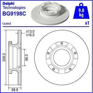 Delphi BG9198C Rear brake disc, non-ventilated BG9198C: Buy near me in Poland at 2407.PL - Good price!