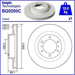 Delphi BG9200C Front brake disc ventilated BG9200C: Buy near me at 2407.PL in Poland at an Affordable price!