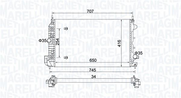 Magneti marelli 350213162500 Radiator, engine cooling 350213162500: Buy near me in Poland at 2407.PL - Good price!