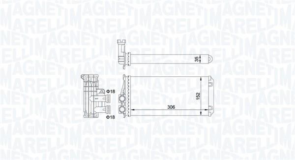 Magneti marelli 350218435000 Heat exchanger, interior heating 350218435000: Buy near me in Poland at 2407.PL - Good price!